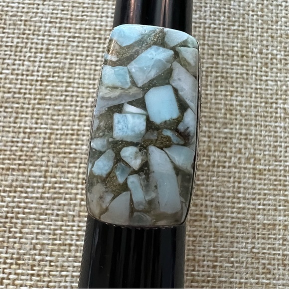 New Copper Larimar Silver Overlay Ring Size 7.75 - Picture 2 of 6